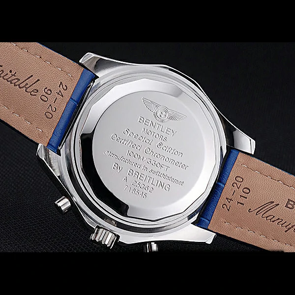 Breitling Bentley GT Racing Blue Dial Stainless Steel Case Blue Leather Bracelet new60127