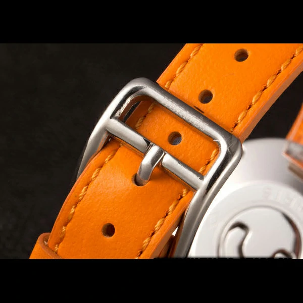 Hermes Classic MOP Dial Orange Leather Bracelet new59398