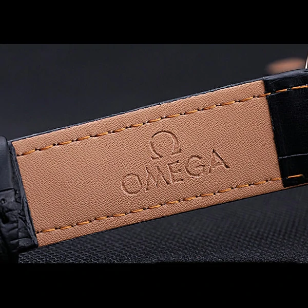 Omega DeVille Prestige Silver Dial Gold Case Black Leather Bracelet new60482