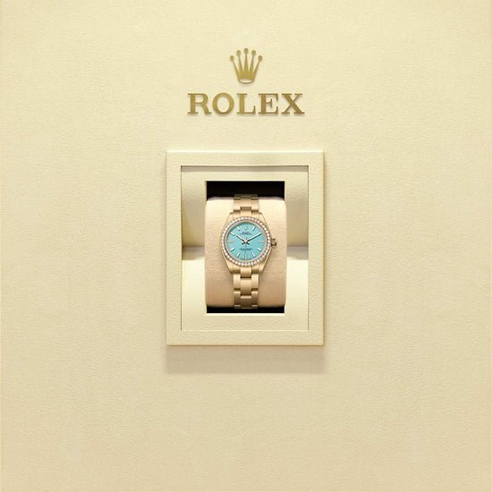 Rolex Replica Watch Oyster Perpetual 28, 18k Yellow Gold and Diamonds, 28mm, Turquoise blue dial, Oyster, 276248rbr-0001