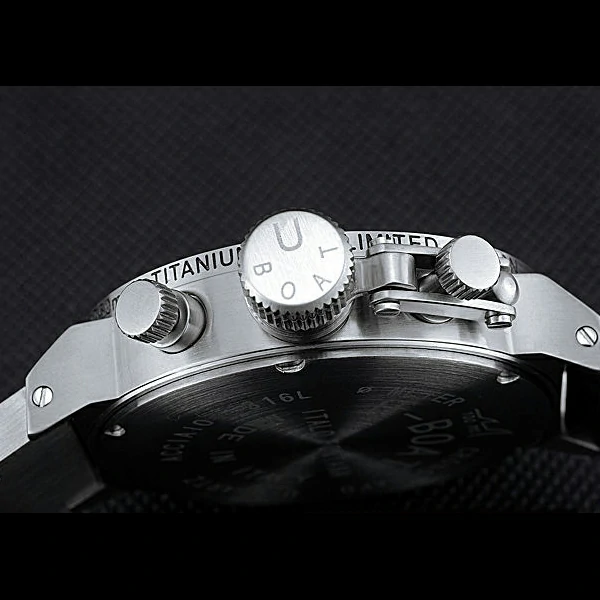 U Boat Italo Fontana Black Carbon Dial Grey Hour Marks Stainless Steel Case Rubber Bracelet new60633